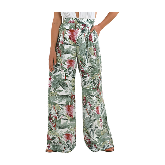 Pantalone palazzo con stampa jungle