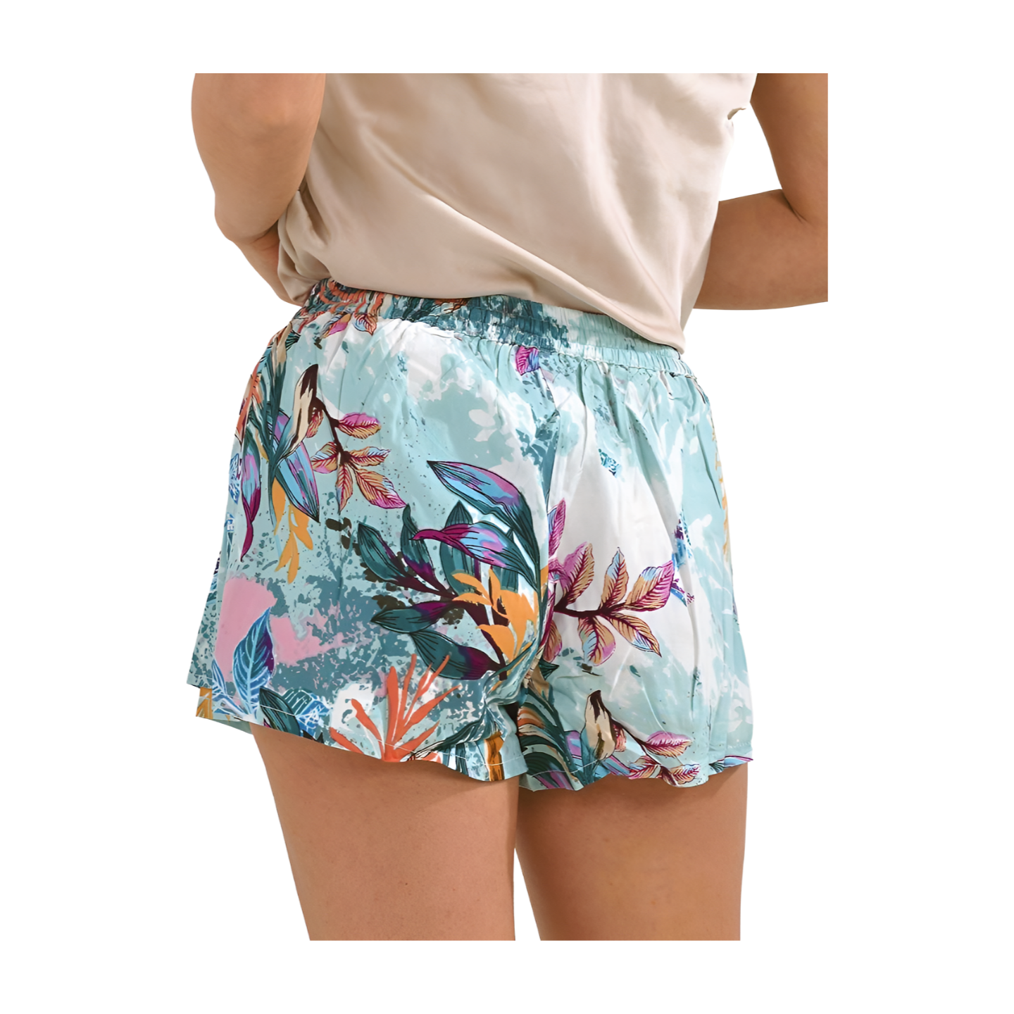 Pantaloncini corti a fantasia fiori multicolori