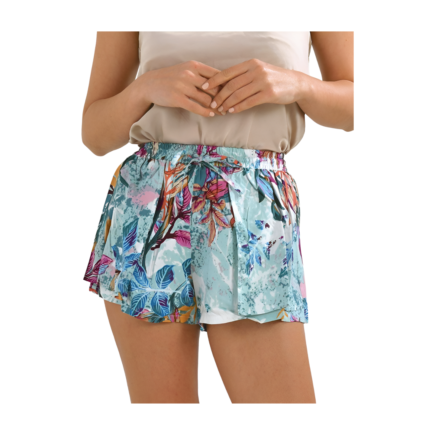 Pantaloncini corti a fantasia fiori multicolori