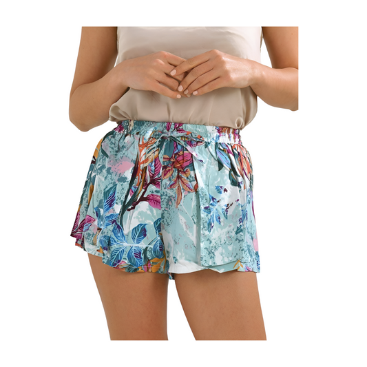 Pantaloncini corti a fantasia fiori multicolori