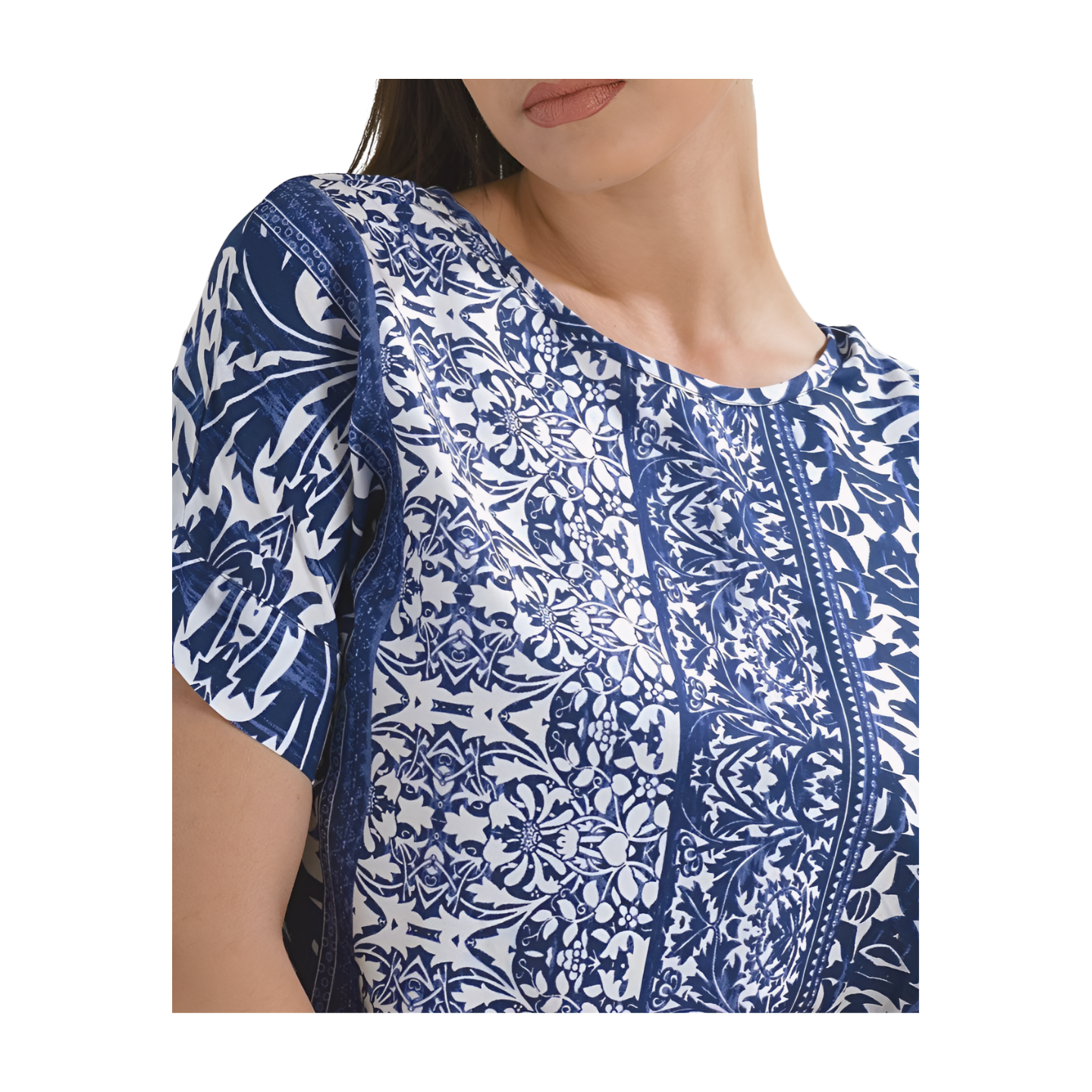 Blusa in rayon con stampa greca. Taglia s/m