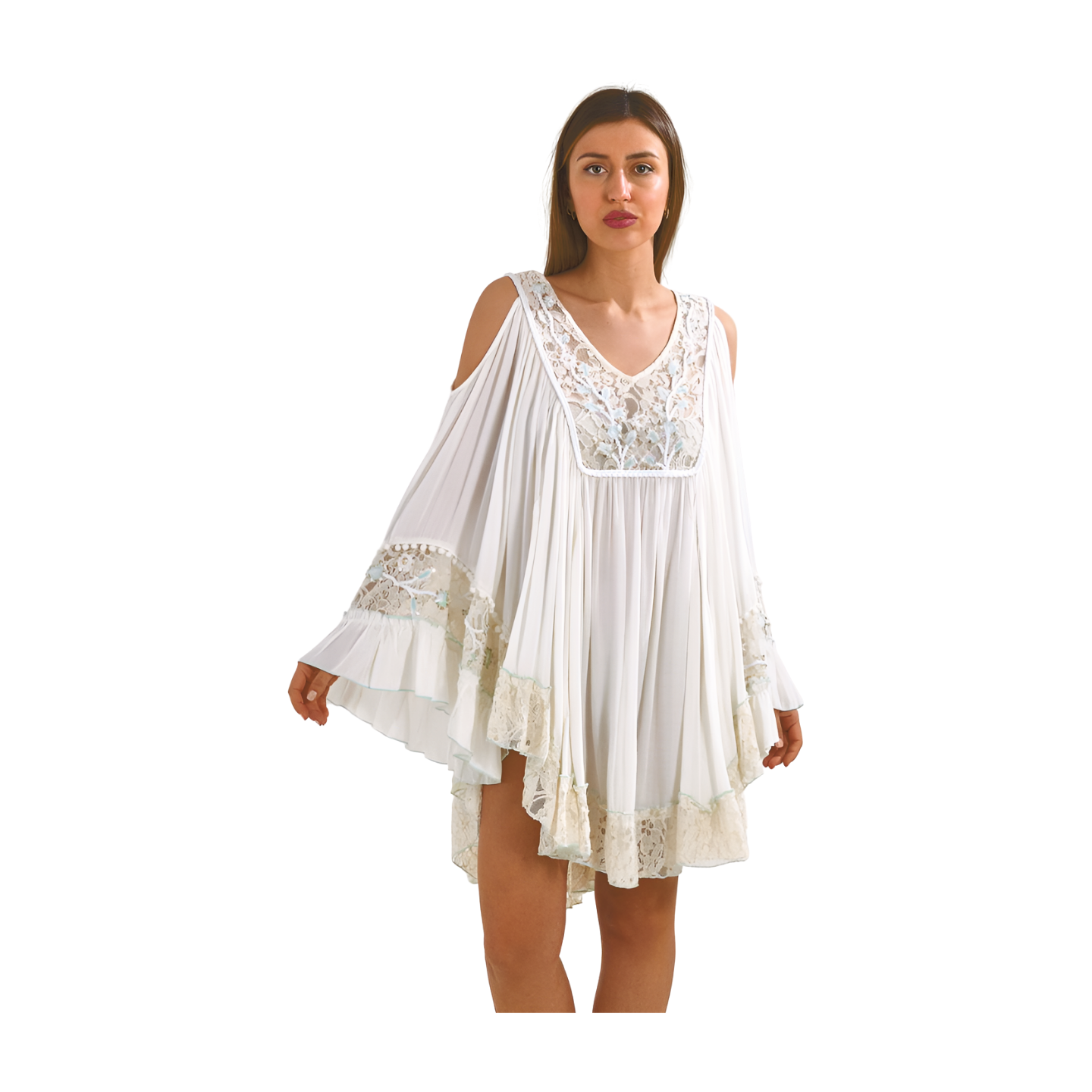 White/turquoise balloon caftan