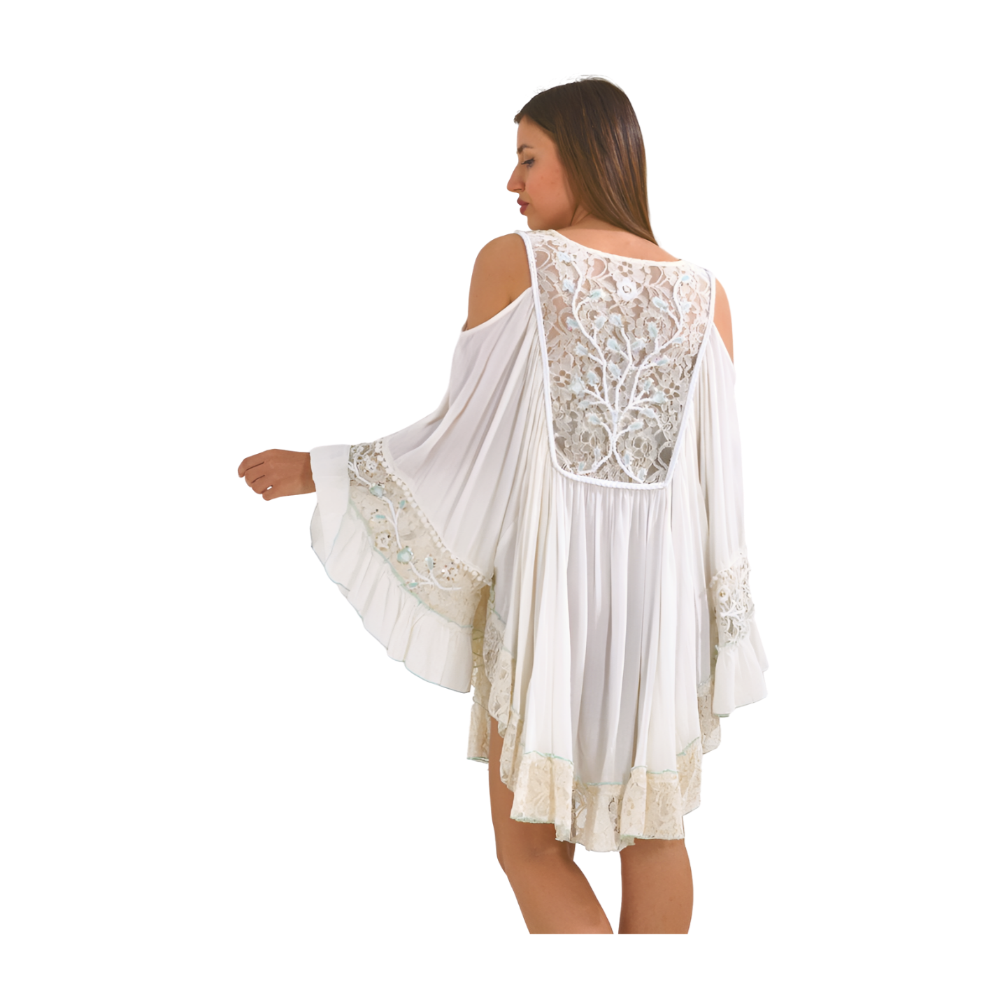 White/turquoise balloon caftan