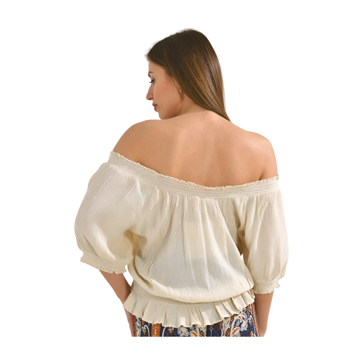 Blusa scollatura larga beige m/l