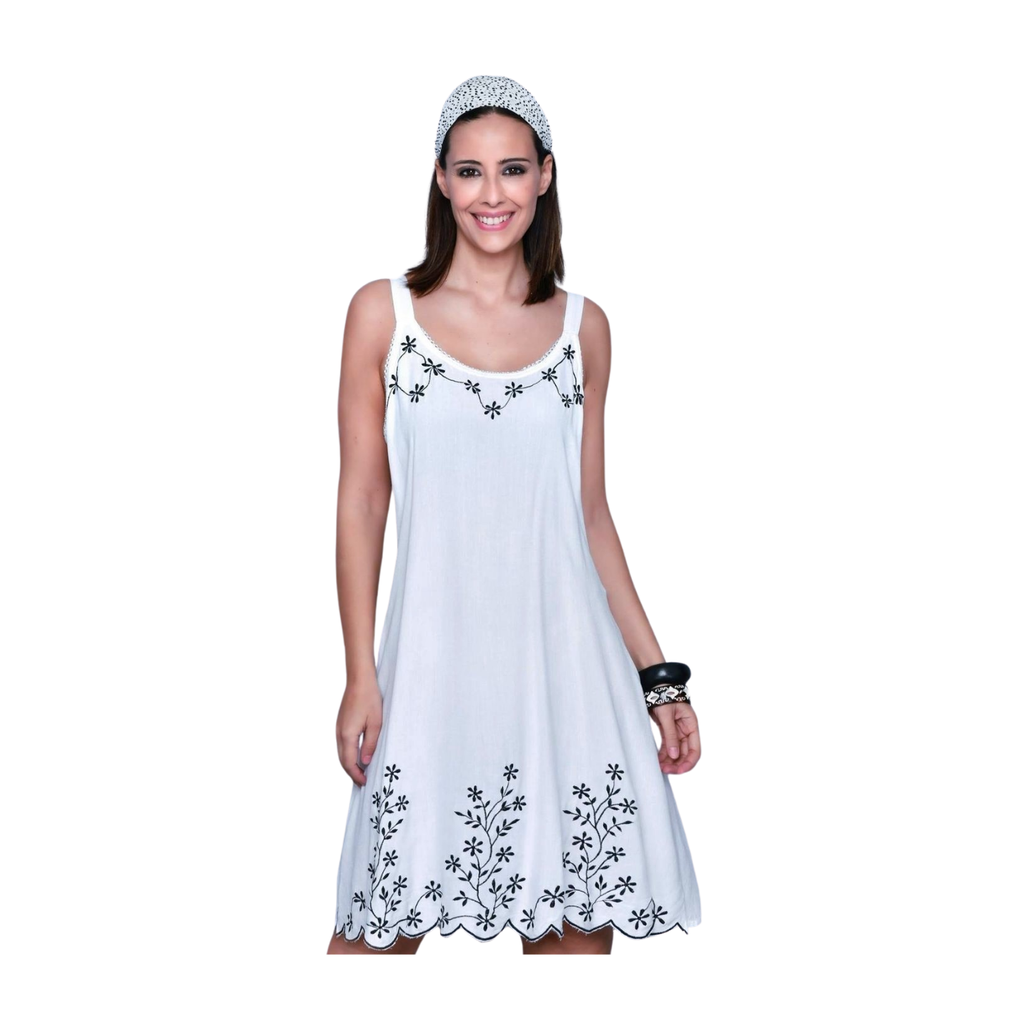 Dress with thin straps and embroidery