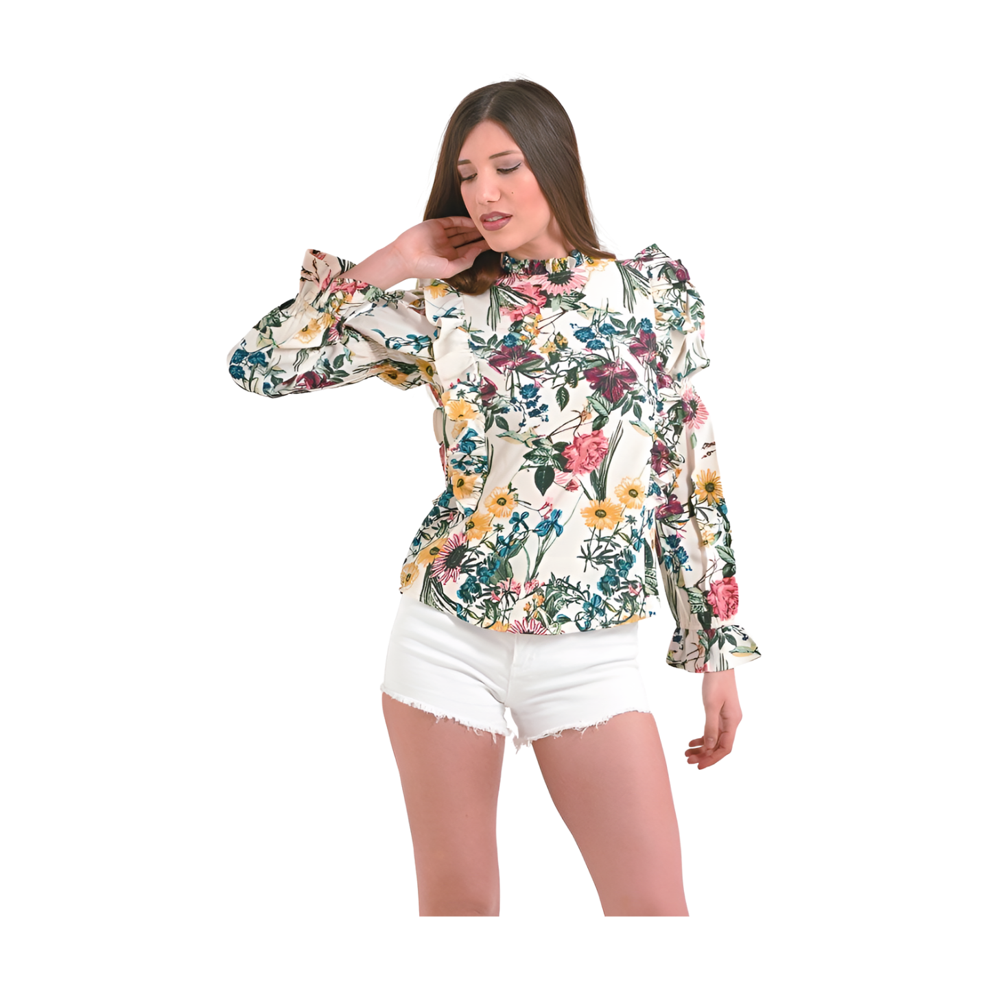 Blusa a manica lunga con fantasia fiori