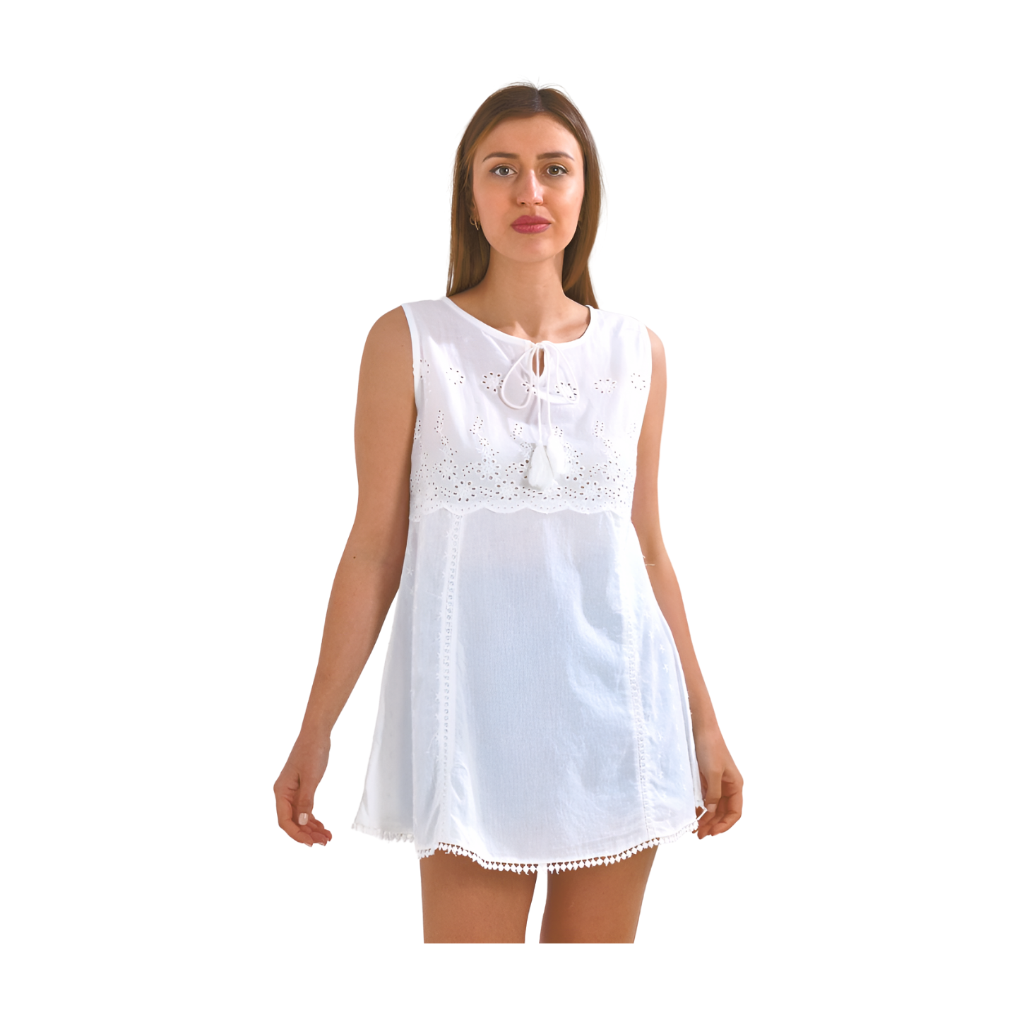 Maglia senza maniche con nappe