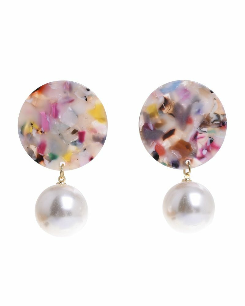 Multicolored And Pearl Earrings