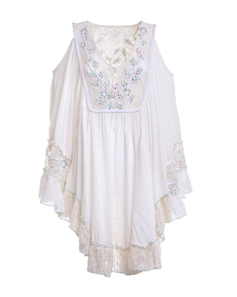 White/turquoise balloon caftan