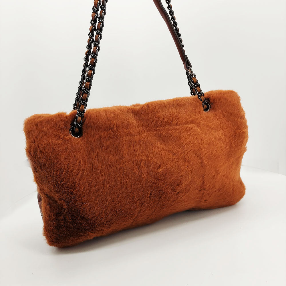 Brown faux fur bag