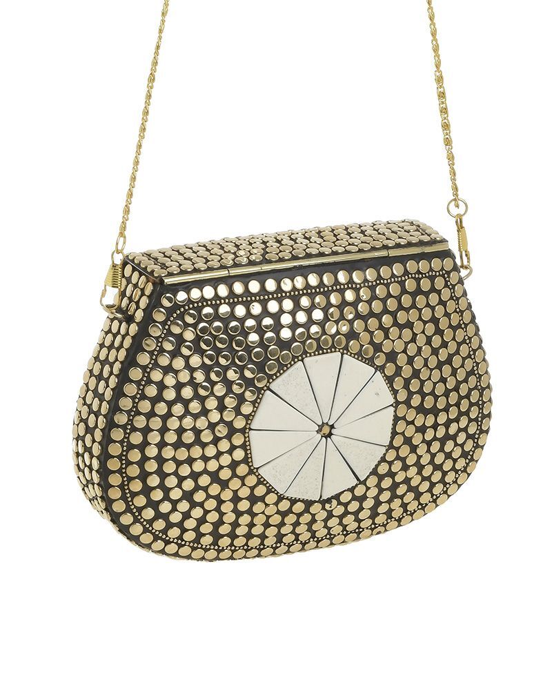 Clutch metallica bianco oro - Melachic Abbigliamento Accessori