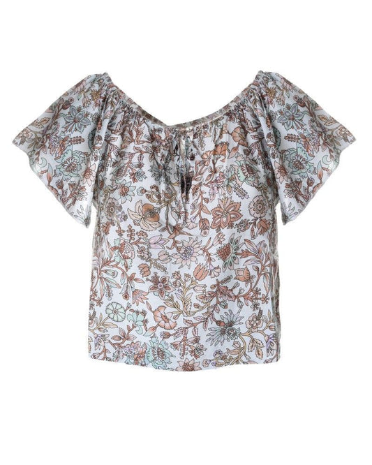 Top floreale con manica corta taglia M/L