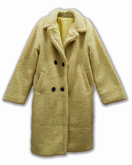 Cappotto teddy bear Ecopelliccia lungo con chiusura a bottoni. TAGLIA UNICA