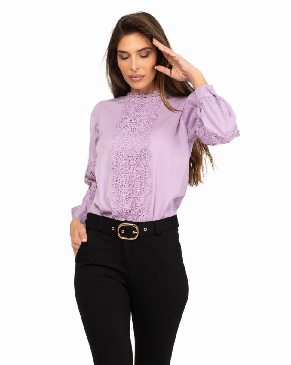 Camicia guipur rosa - Melachic Abbigliamento Accessori