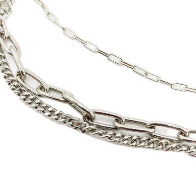 Long rhodium-plated multi-strand necklace